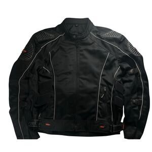 Xelement Men's Black Mesh Long Sleeve Full Zip Motorcycle Jacket Size XXL